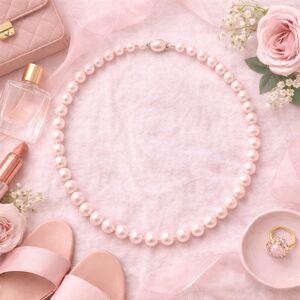 Vintage Pale Pink Hand Knotted Faux Glass Pearl Choker Necklace